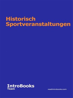 cover image of Historisch Sportveranstaltungen